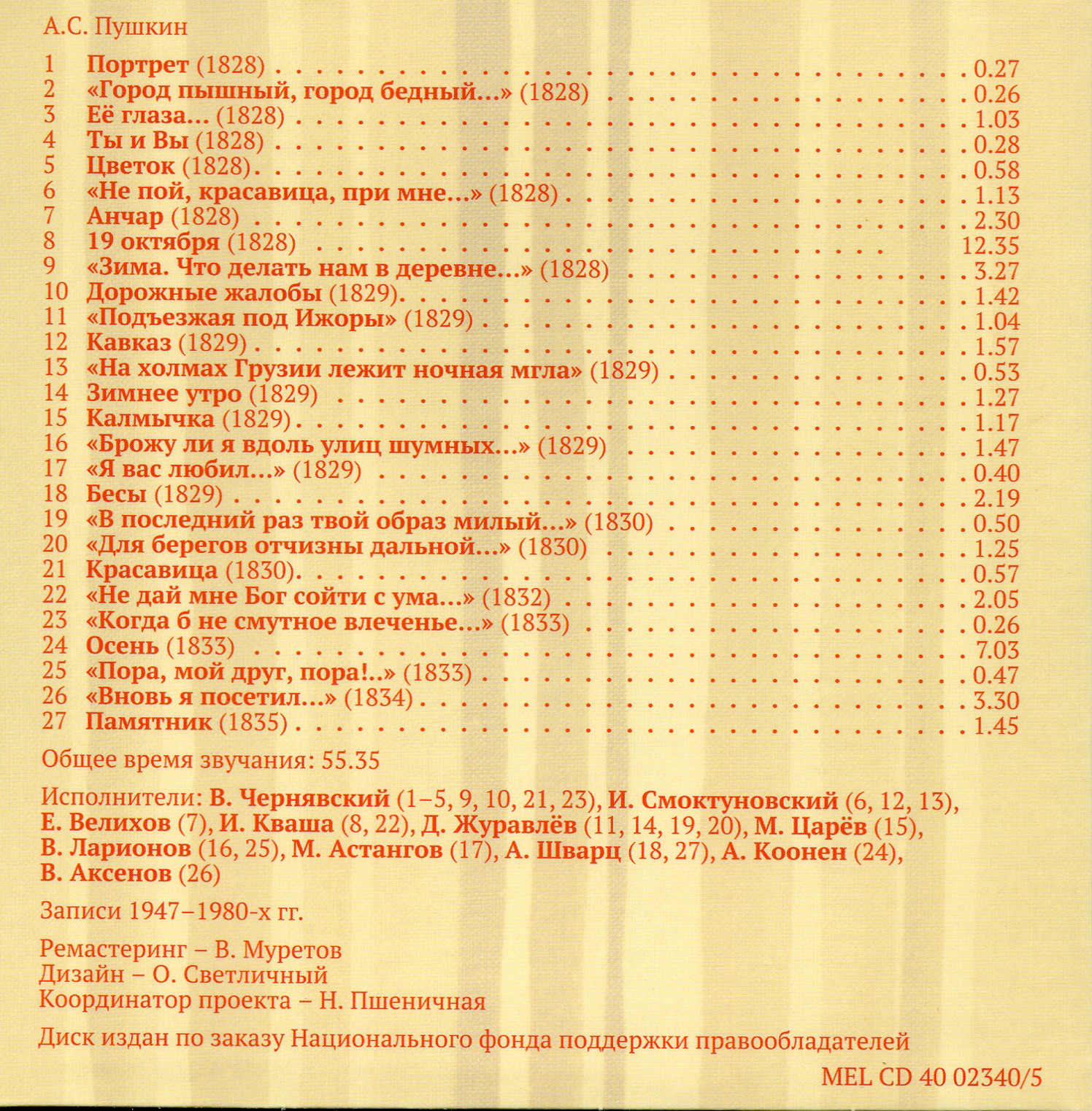 Аудиобиблиотека школьника. Том V. А. С. Пушкин - Сказки. Лирика (5 CD)
