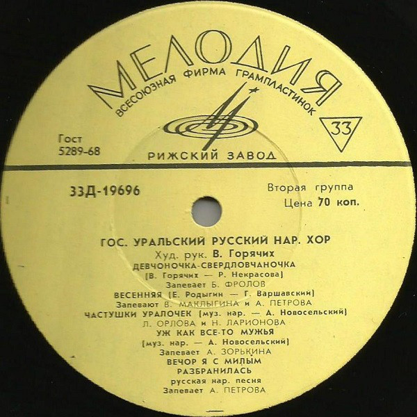 Государственный Уральский русский народный хор. Художественный руководитель В. Горячих