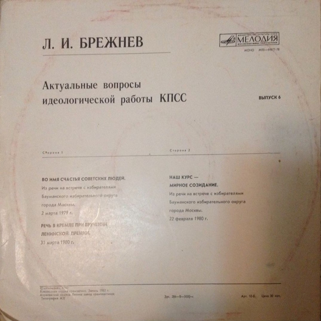 Л. И. БРЕЖНЕВ: Актуальные вопросы идеологической работы КПСС. Выпуск 6
