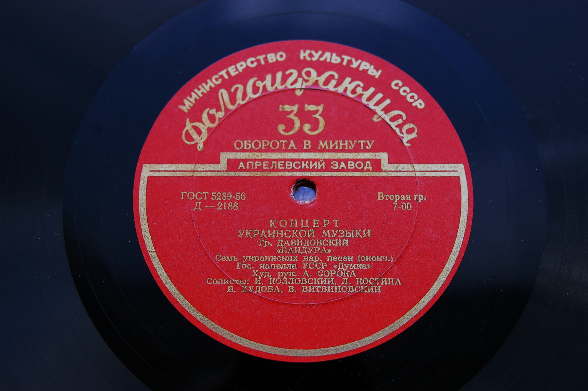 Давидовский - "Бандура".   Государственная  капелла УССР "Думка"