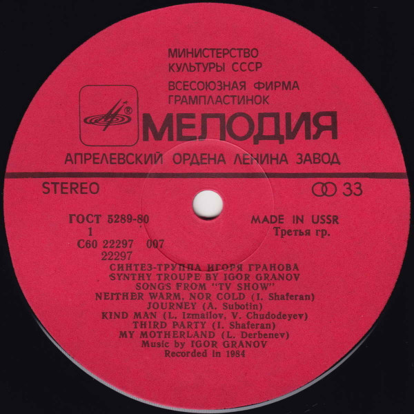 Синтез-труппа Игоря Гранова - Песни из музыкального спектакля "Телешоу"