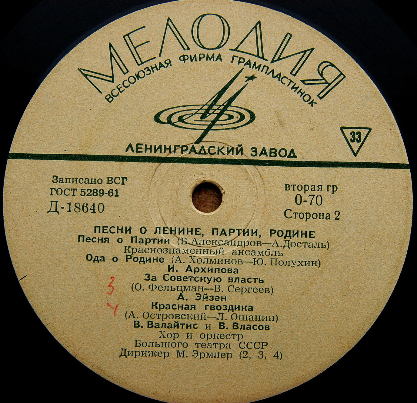 Песни о Ленине, Партии, Родине