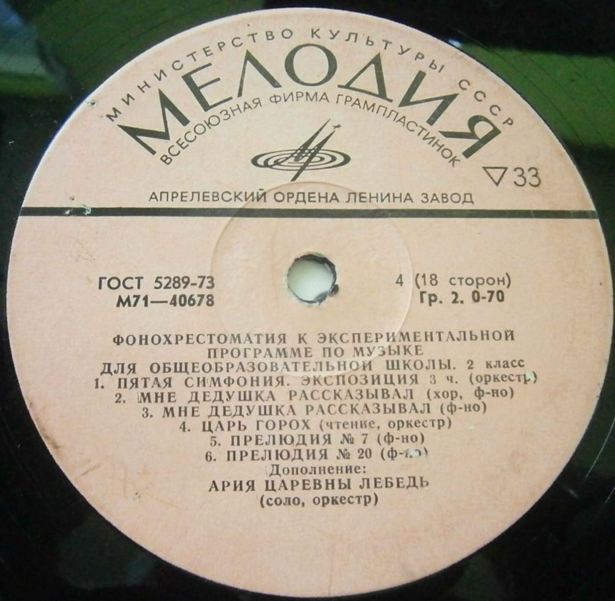 ФОНОХРЕСТОМАТИЯ К ЭКСПЕРИМЕНТАЛЬНОЙ ПРОГРАММЕ ПО МУЗЫКЕ ДЛЯ ОБЩЕОБРАЗОВАТЕЛЬНОЙ ШКОЛЫ. 2 класс