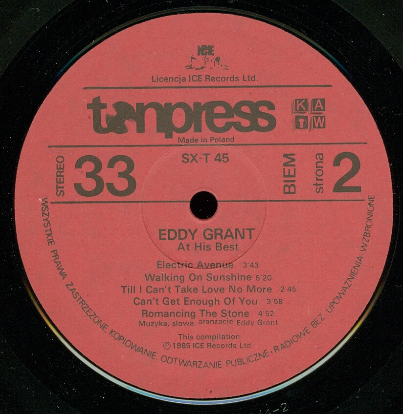 Eddy Grant -  "At his best" [По заказу польской фирмы TONPRESS, SX-T 45]