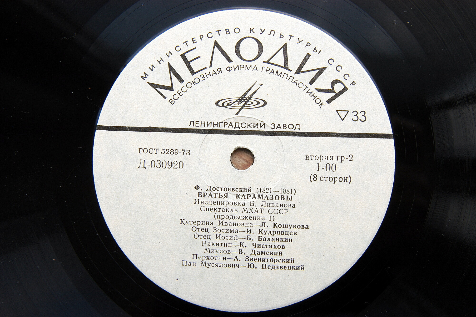 Ф. М. Достоевский: Братья Карамазовы (инсценировка Б. Ливанова). Спектакль МХАТ СССР