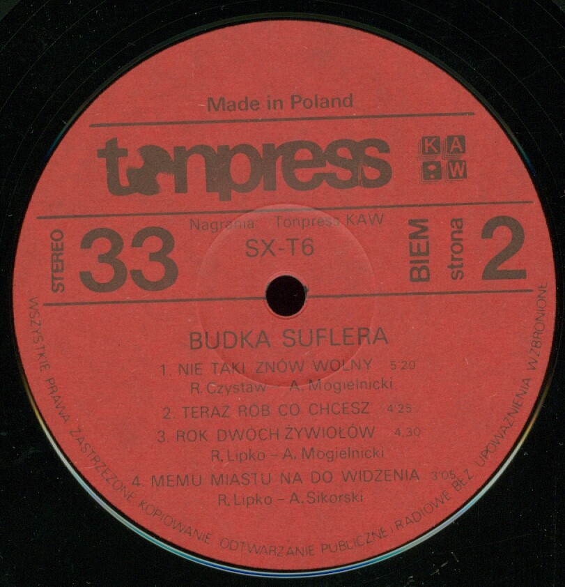 Budka Suflera ‎– "Za Ostatni Grosz" [по заказу польской фирмы TONPRESS, SX-T6]