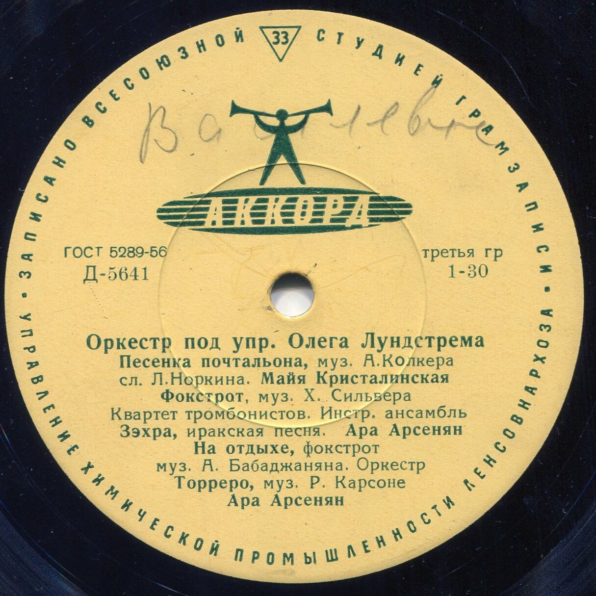 ЭСТРАДНЫЙ ОРКЕСТР п/у О. ЛУНДСТРЕМА