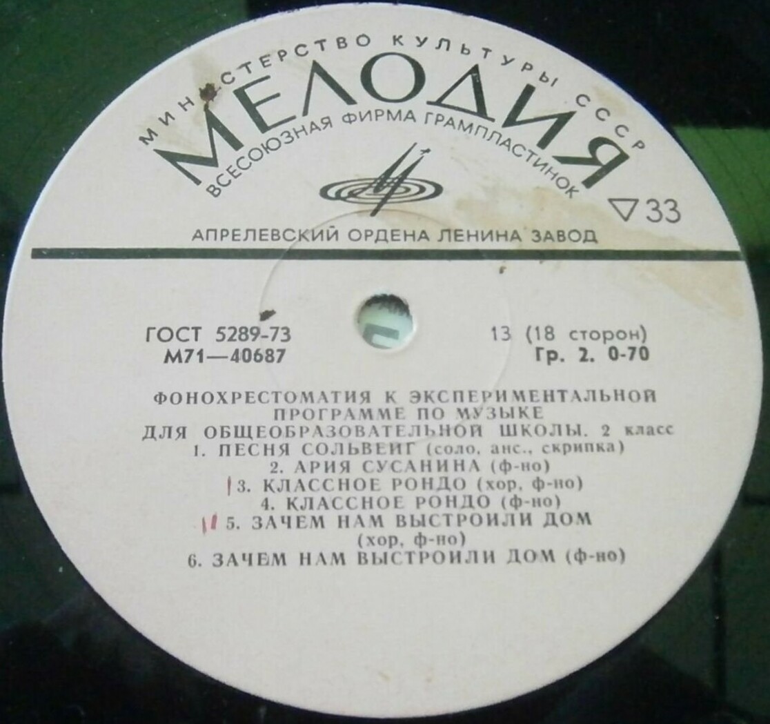 ФОНОХРЕСТОМАТИЯ К ЭКСПЕРИМЕНТАЛЬНОЙ ПРОГРАММЕ ПО МУЗЫКЕ ДЛЯ ОБЩЕОБРАЗОВАТЕЛЬНОЙ ШКОЛЫ. 2 класс