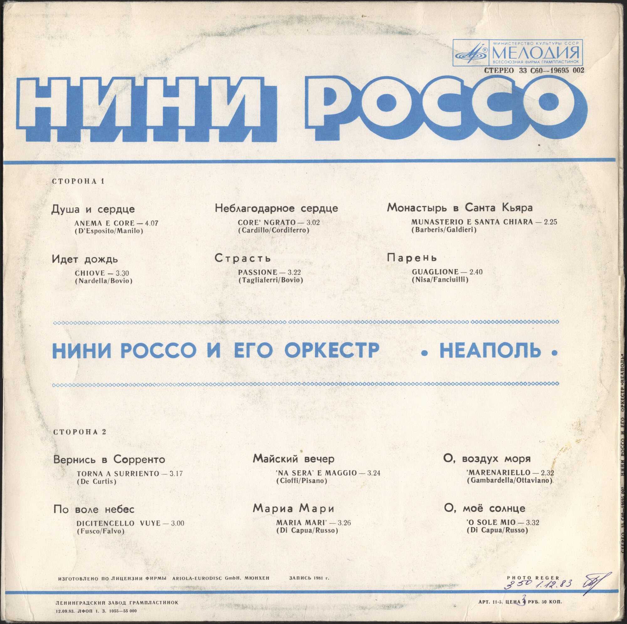 Нини Россо и его оркестр «Неаполь»