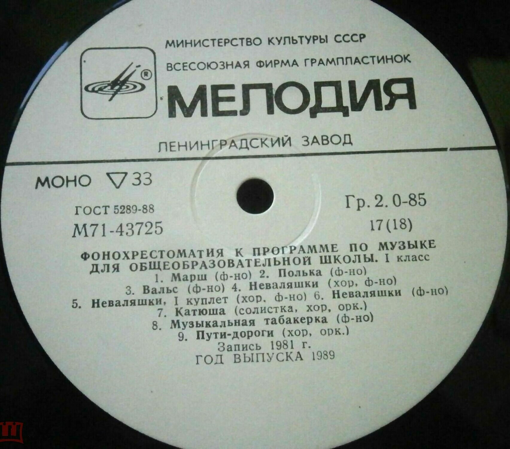 ФОНОХРЕСТОМАТИЯ К ПРОГРАММЕ ПО МУЗЫКЕ ДЛЯ ОБЩЕОБРАЗОВАТЕЛЬНОЙ ШКОЛЫ. 1 класс
