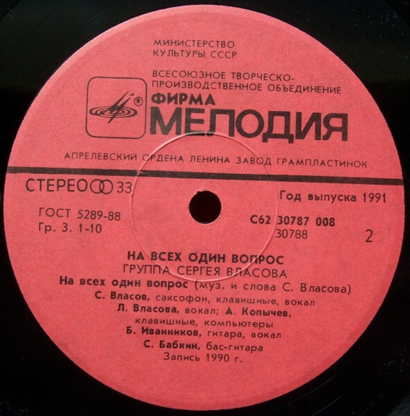ГРУППА СЕРГЕЯ ВЛАСОВА. На всех один вопрос