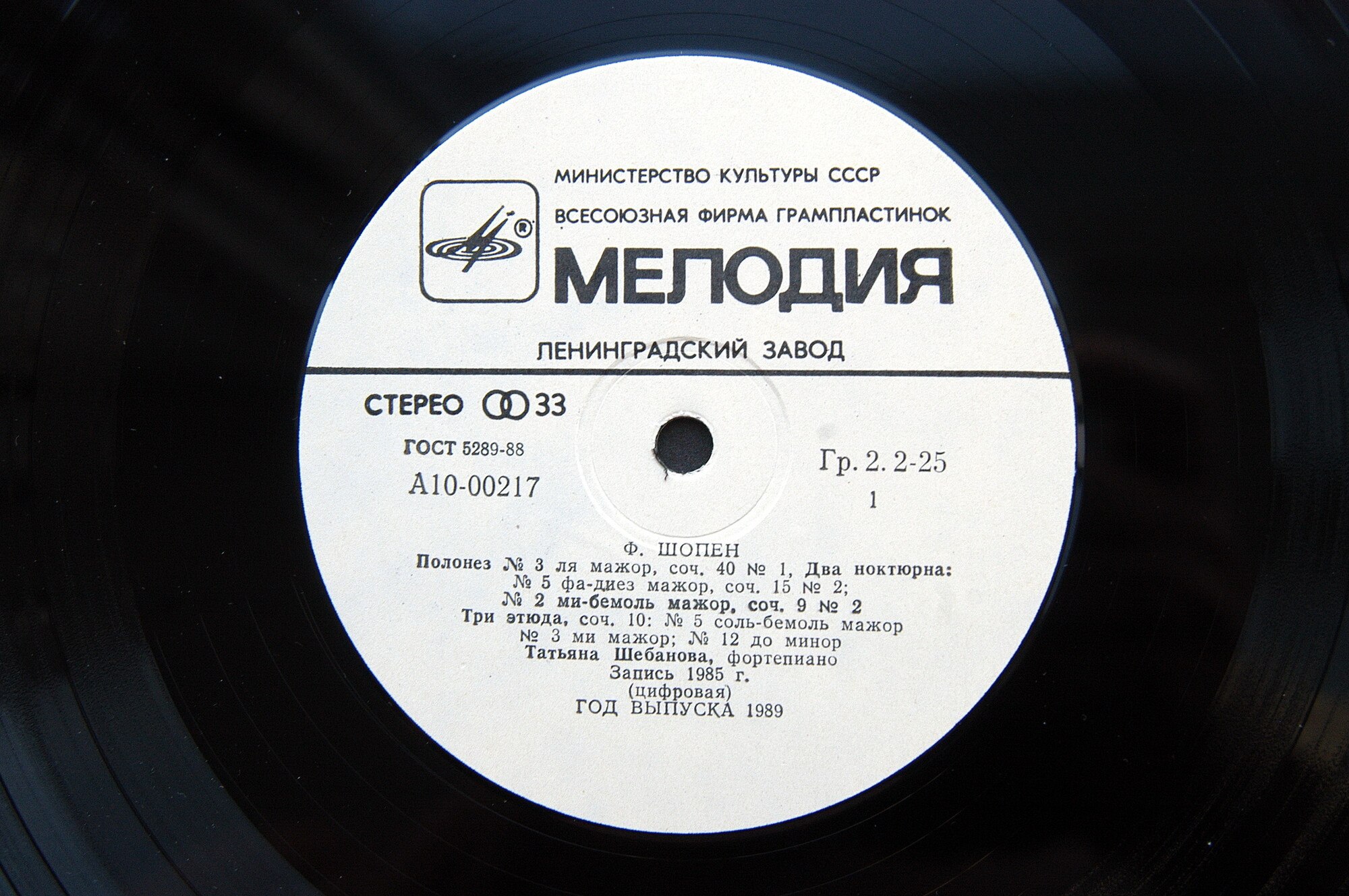 Ф. ШОПЕН. Играет Татьяна ШЕБАНОВА (ф-но)