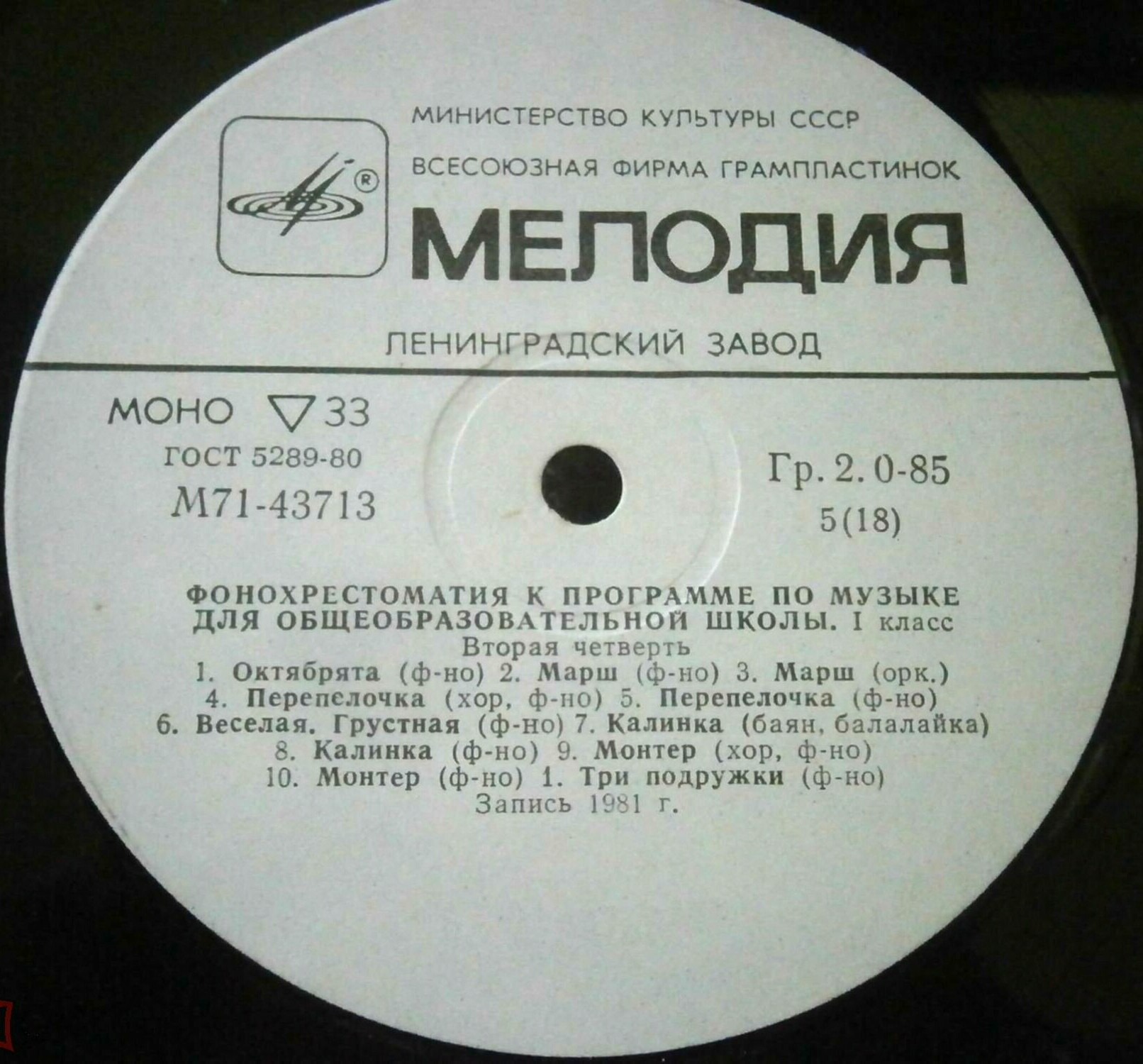 ФОНОХРЕСТОМАТИЯ К ПРОГРАММЕ ПО МУЗЫКЕ ДЛЯ ОБЩЕОБРАЗОВАТЕЛЬНОЙ ШКОЛЫ. 1 класс