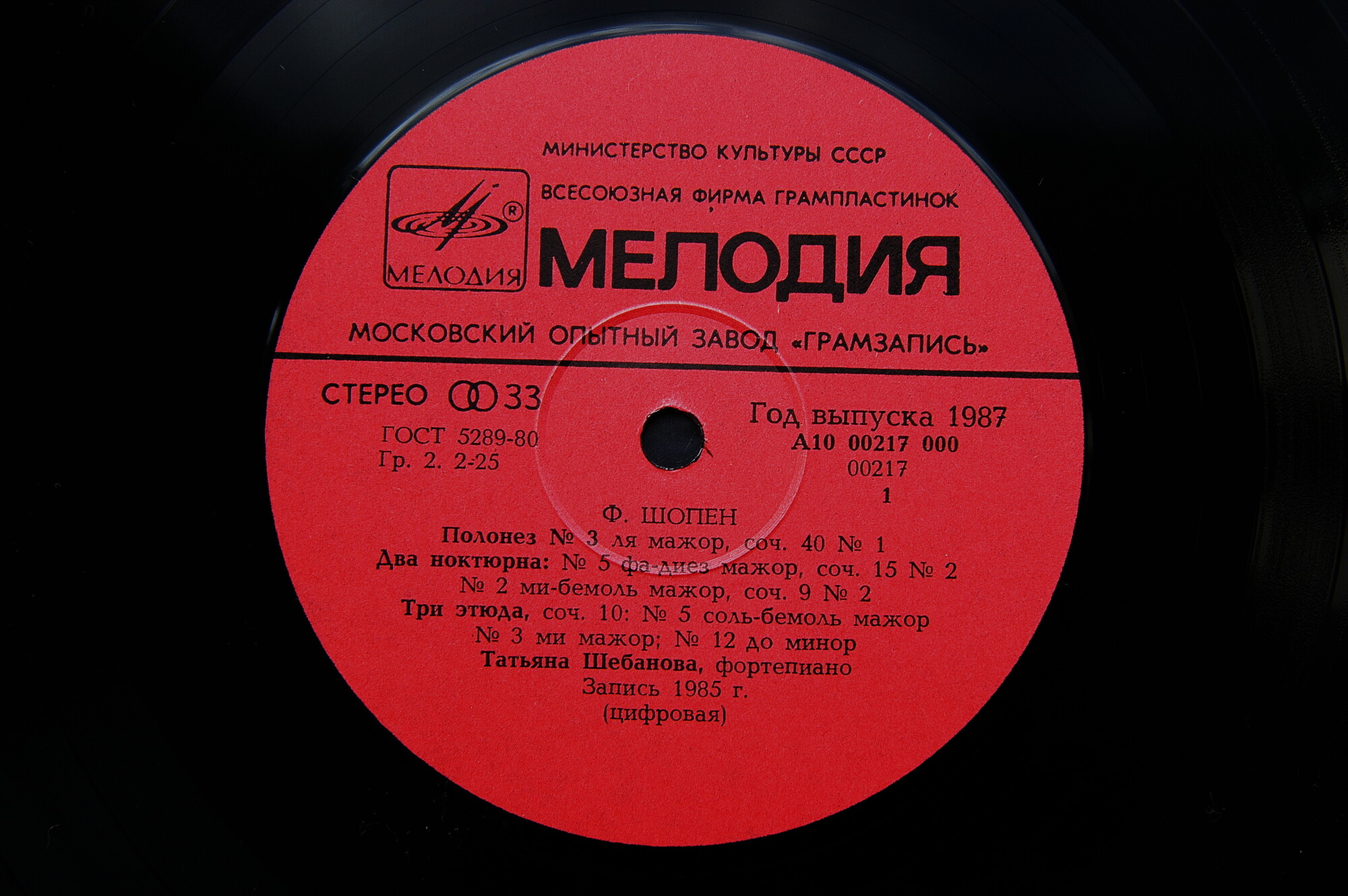 Ф. ШОПЕН. Играет Татьяна ШЕБАНОВА (ф-но)