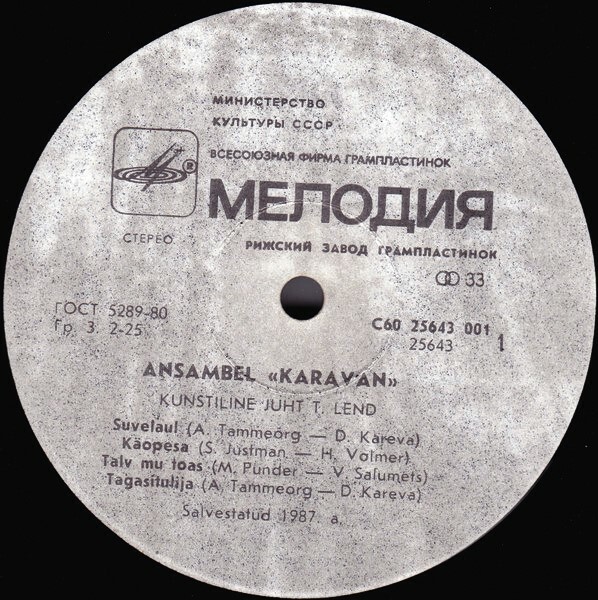 АНСАМБЛЬ «КАРАВАН», худ. рук. Тойво Ленд.