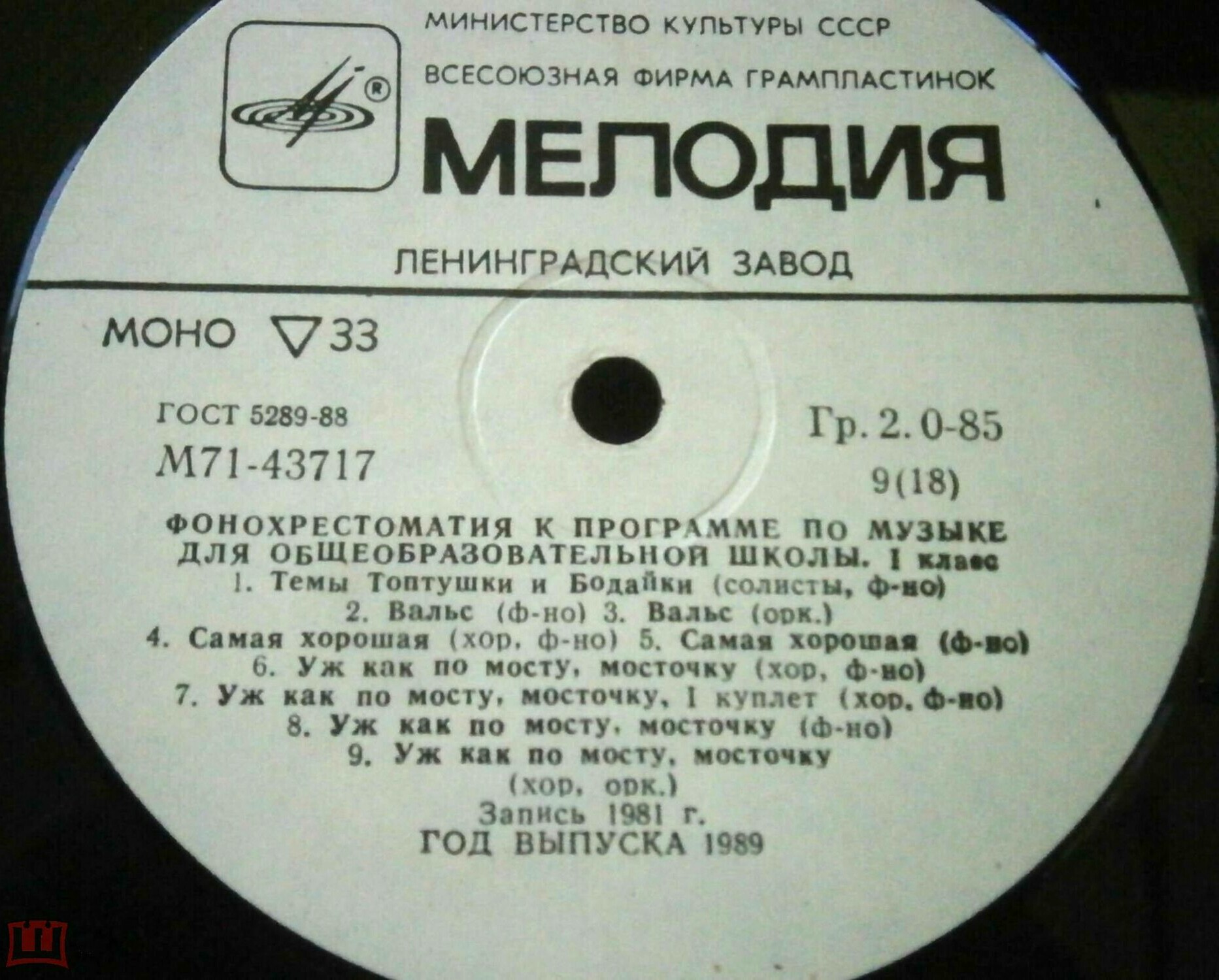 ФОНОХРЕСТОМАТИЯ К ПРОГРАММЕ ПО МУЗЫКЕ ДЛЯ ОБЩЕОБРАЗОВАТЕЛЬНОЙ ШКОЛЫ. 1 класс
