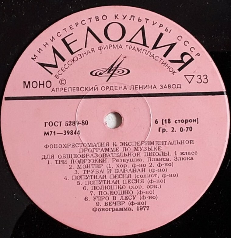 ФОНОХРЕСТОМАТИЯ К ЭКСПЕРИМЕНТАЛЬНОЙ ПРОГРАММЕ ПО МУЗЫКЕ ДЛЯ ОБЩЕОБРАЗОВАТЕЛЬНОЙ ШКОЛЫ. 1 класс