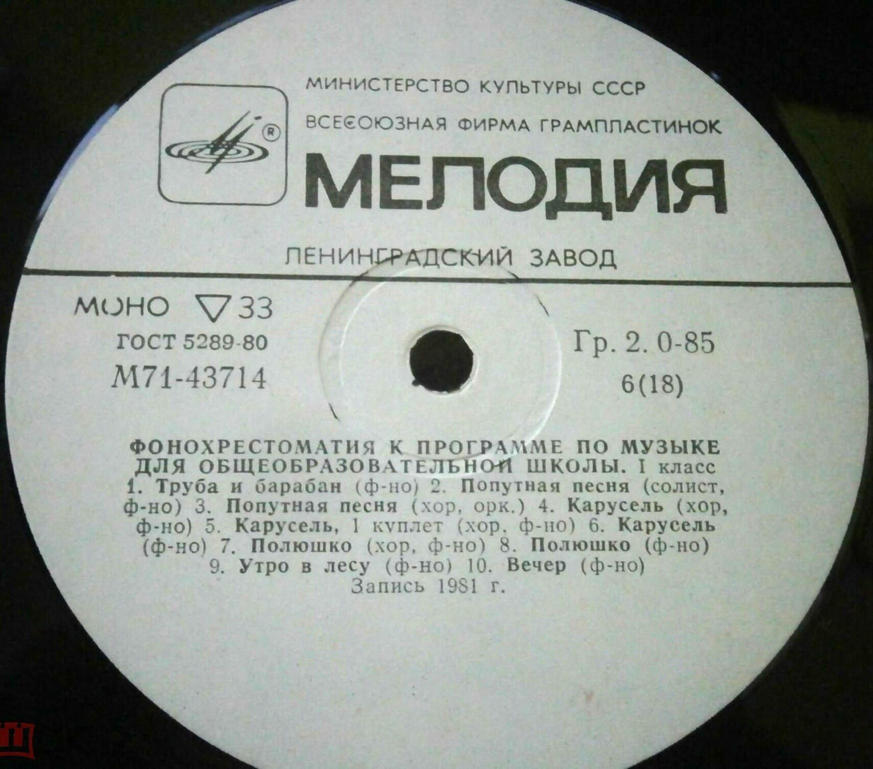 ФОНОХРЕСТОМАТИЯ К ПРОГРАММЕ ПО МУЗЫКЕ ДЛЯ ОБЩЕОБРАЗОВАТЕЛЬНОЙ ШКОЛЫ. 1 класс