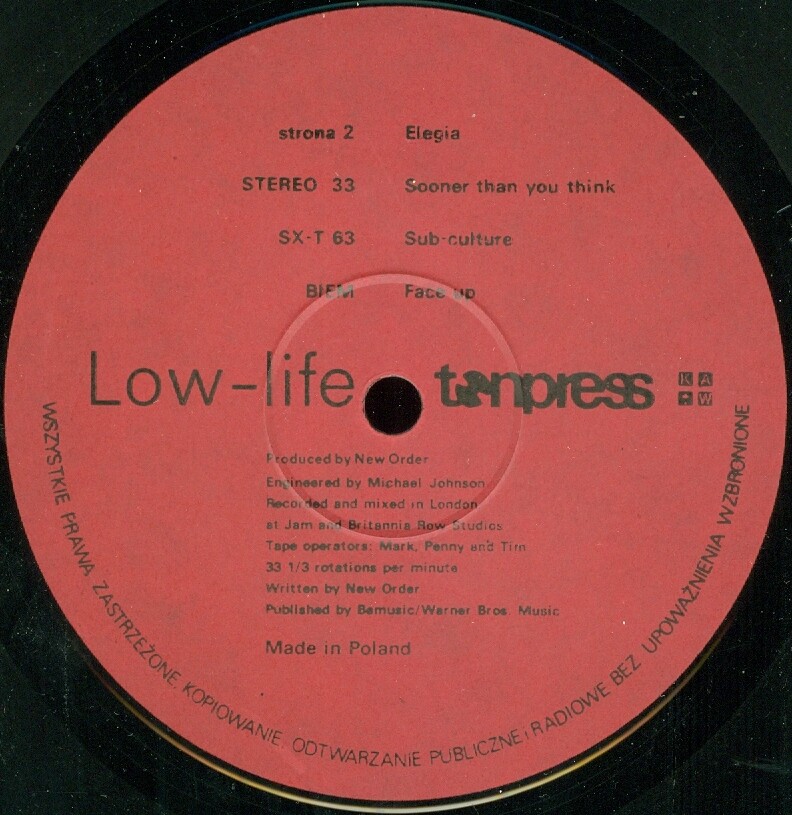 New Order ‎– Low-life [по заказу польской фирмы TONPRESS]