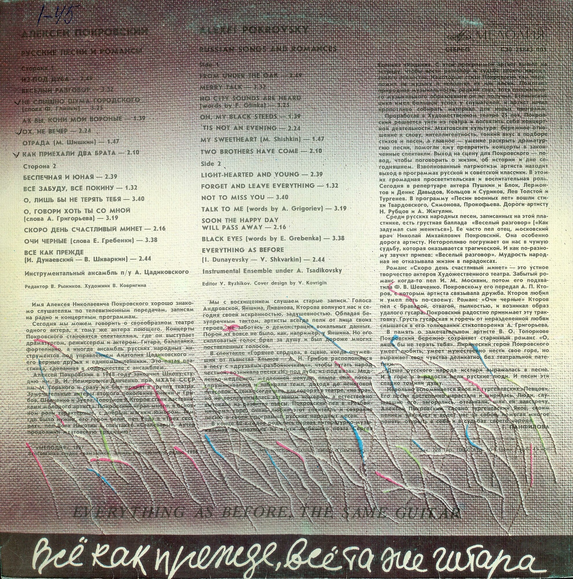 ПОКРОВСКИЙ Алексей. Все как прежде, все та же гитара (русские песни и романсы)