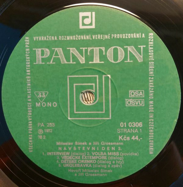 Miroslav Šimek a Jiri Grossmann. Návštěvní Den 3 [по заказу чешской фирмы PANTON 01 0306]