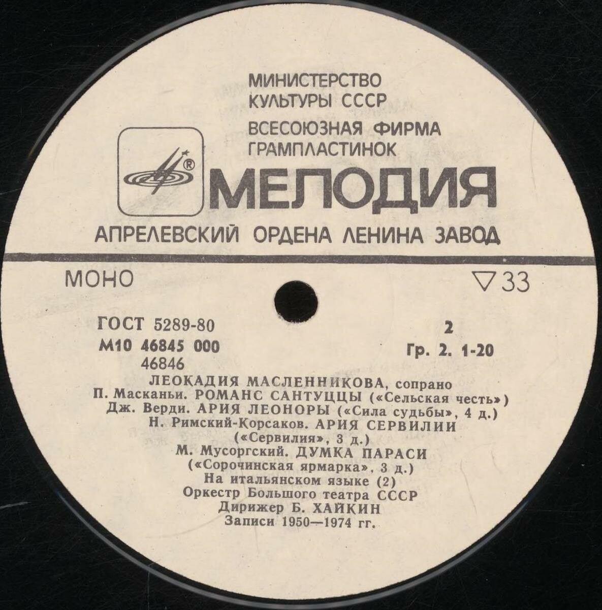 МАСЛЕННИКОВА Леокадия (сопрано)