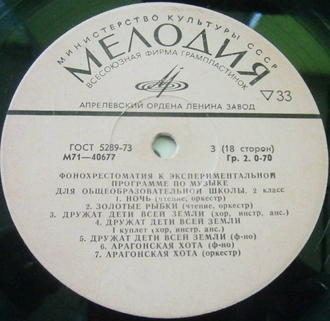 ФОНОХРЕСТОМАТИЯ К ЭКСПЕРИМЕНТАЛЬНОЙ ПРОГРАММЕ ПО МУЗЫКЕ ДЛЯ ОБЩЕОБРАЗОВАТЕЛЬНОЙ ШКОЛЫ. 2 класс