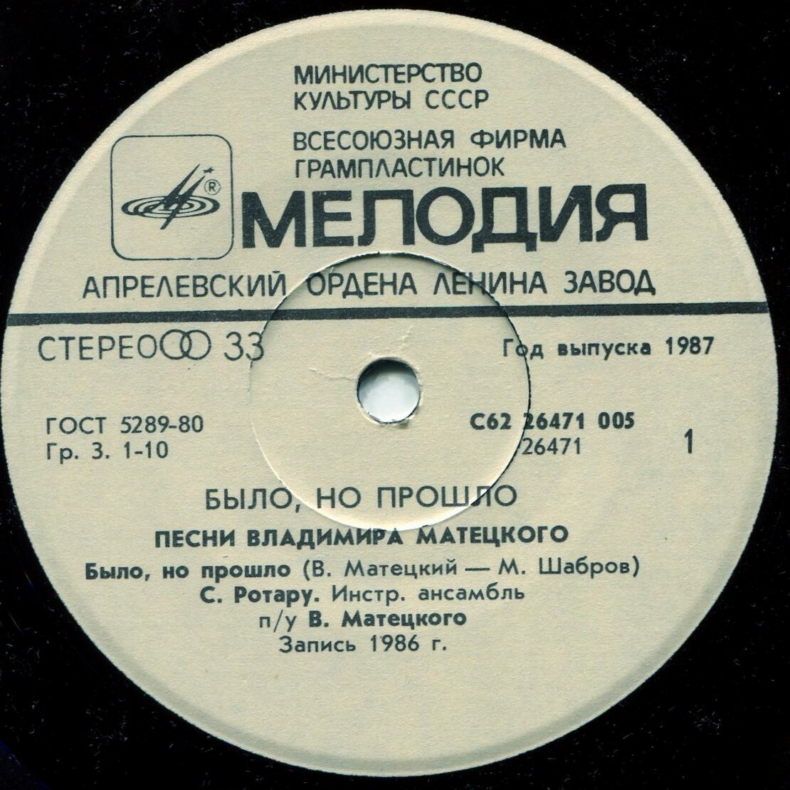 Песни Владимира Матецкого. «Было, но прошло»