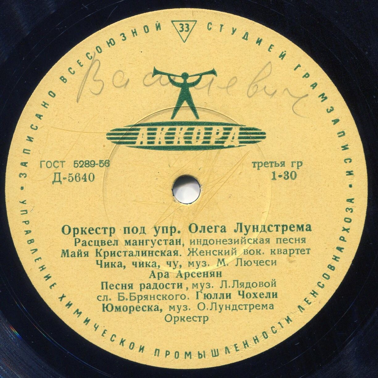 ЭСТРАДНЫЙ ОРКЕСТР п/у О. ЛУНДСТРЕМА