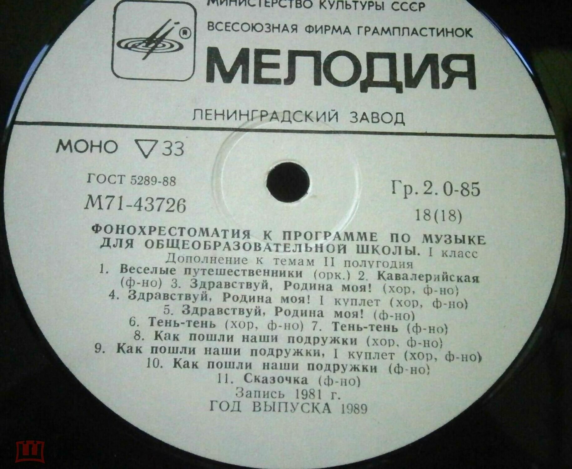 ФОНОХРЕСТОМАТИЯ К ПРОГРАММЕ ПО МУЗЫКЕ ДЛЯ ОБЩЕОБРАЗОВАТЕЛЬНОЙ ШКОЛЫ. 1 класс