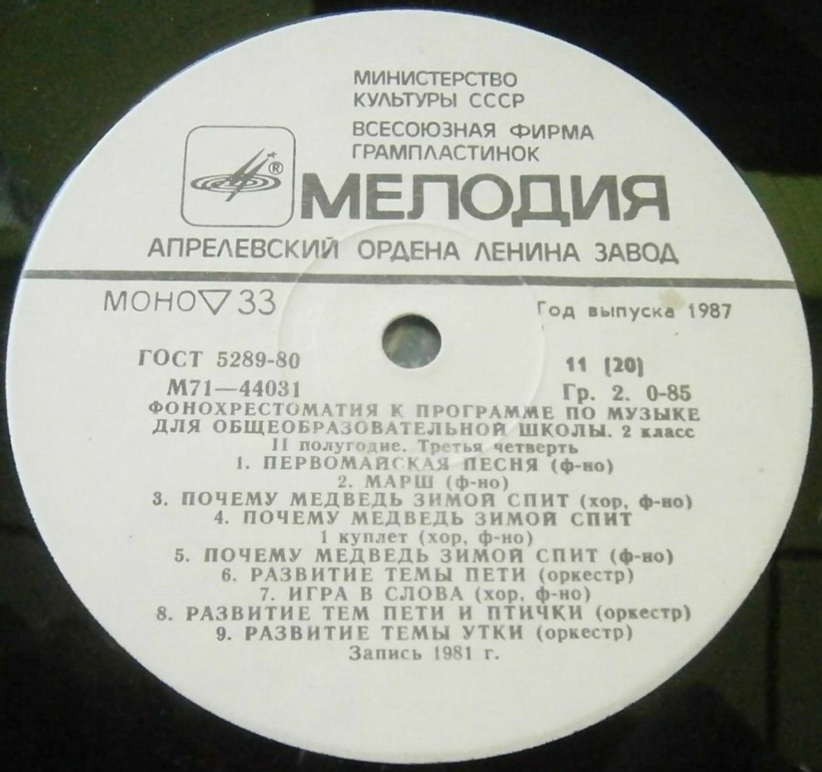 ФОНОХРЕСТОМАТИЯ К ПРОГРАММЕ ПО МУЗЫКЕ ДЛЯ ОБЩЕОБРАЗОВАТЕЛЬНОЙ ШКОЛЫ. 2 класс