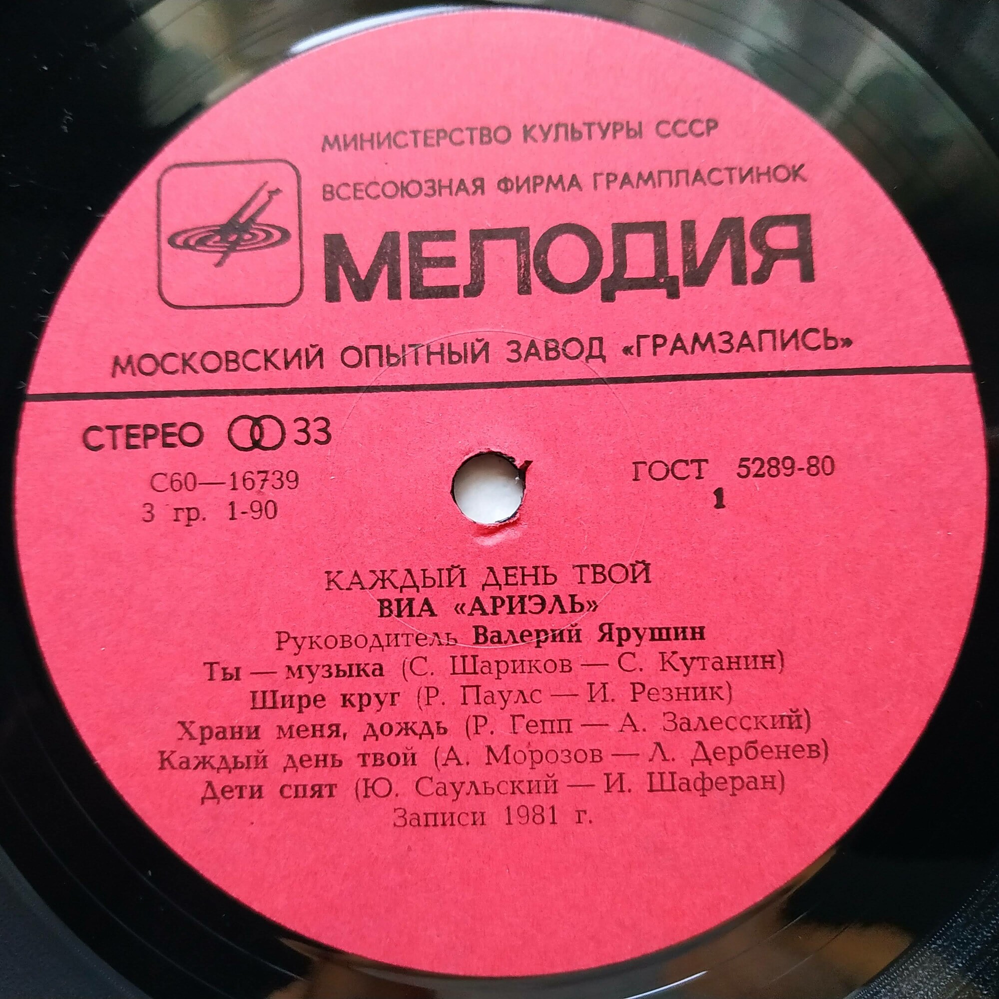 ВИА "Ариэль", руководитель Валерий ЯРУШИН.  «Каждый день твой»