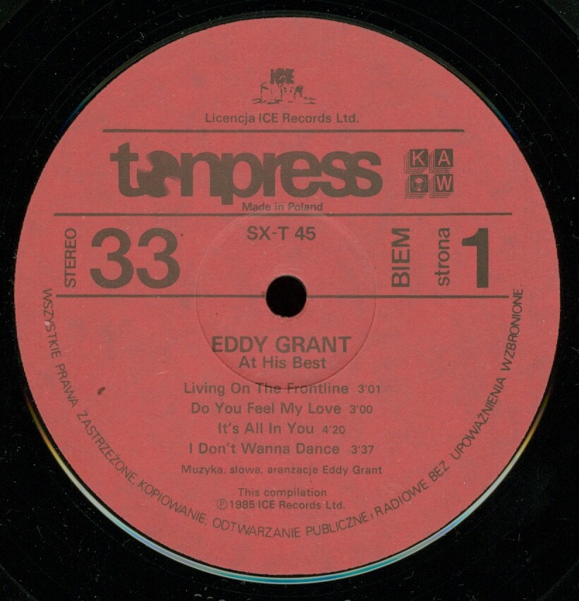 Eddy Grant -  "At his best" [По заказу польской фирмы TONPRESS, SX-T 45]