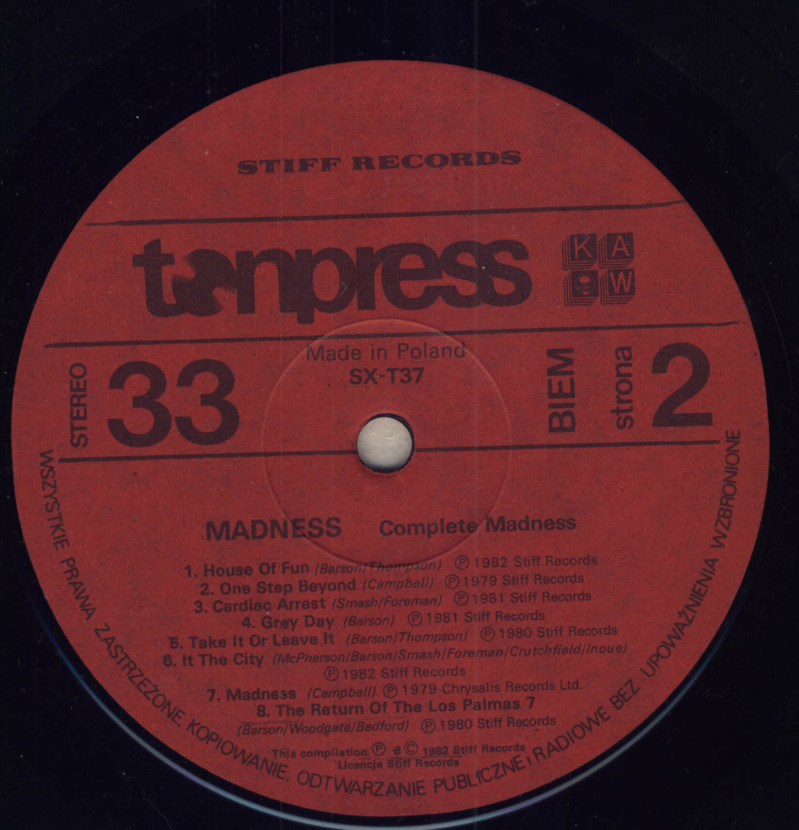 Madness ‎– Complete Madness [по заказу польской фирмы TONPRESS]