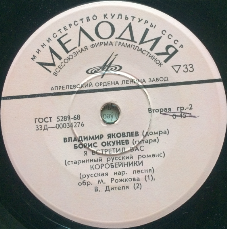 Владимир Яковлев (домра), Борис Окунев (гитара)