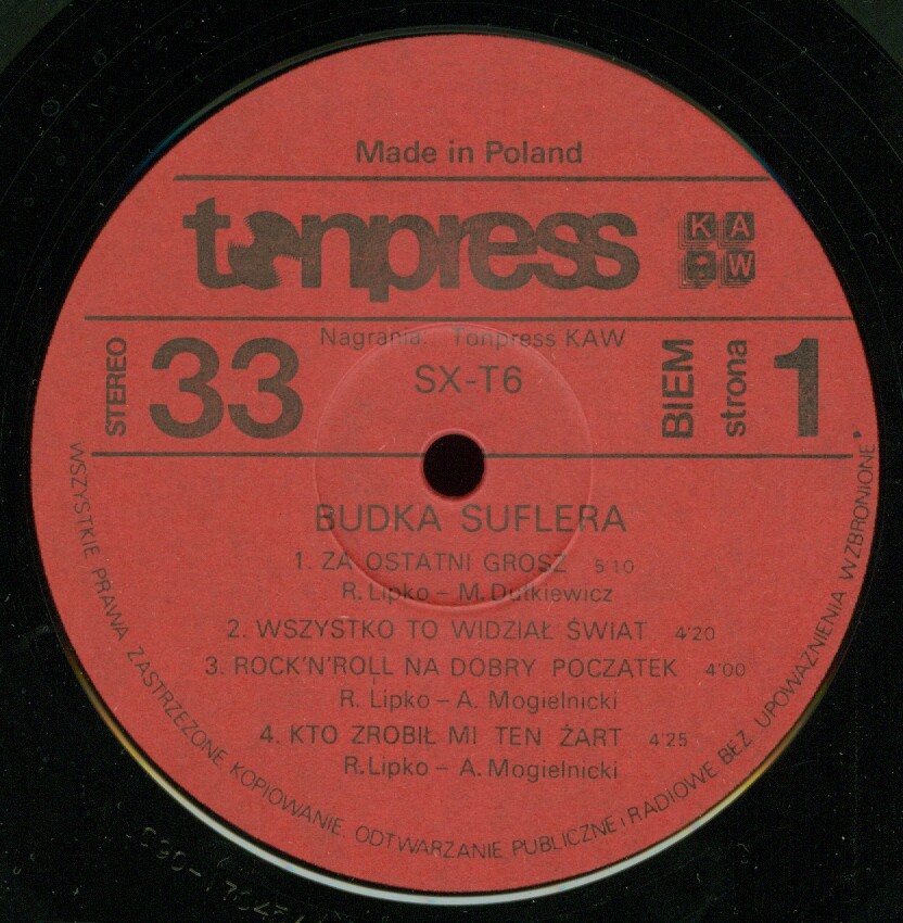 Budka Suflera ‎– "Za Ostatni Grosz" [по заказу польской фирмы TONPRESS, SX-T6]