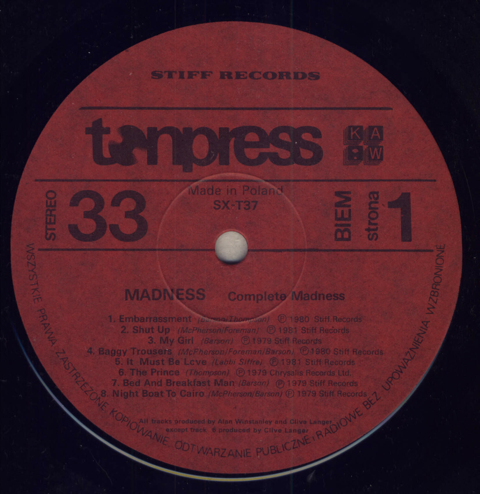 Madness ‎– Complete Madness [по заказу польской фирмы TONPRESS]