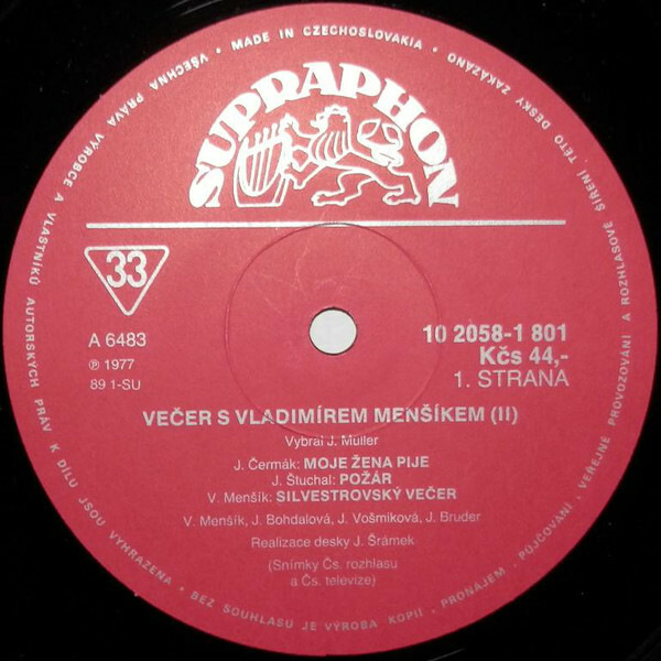 Večer S Vladimírem Menšíkem (II)  [по заказу чешской фирмы SURPAPHON 1018 2058]
