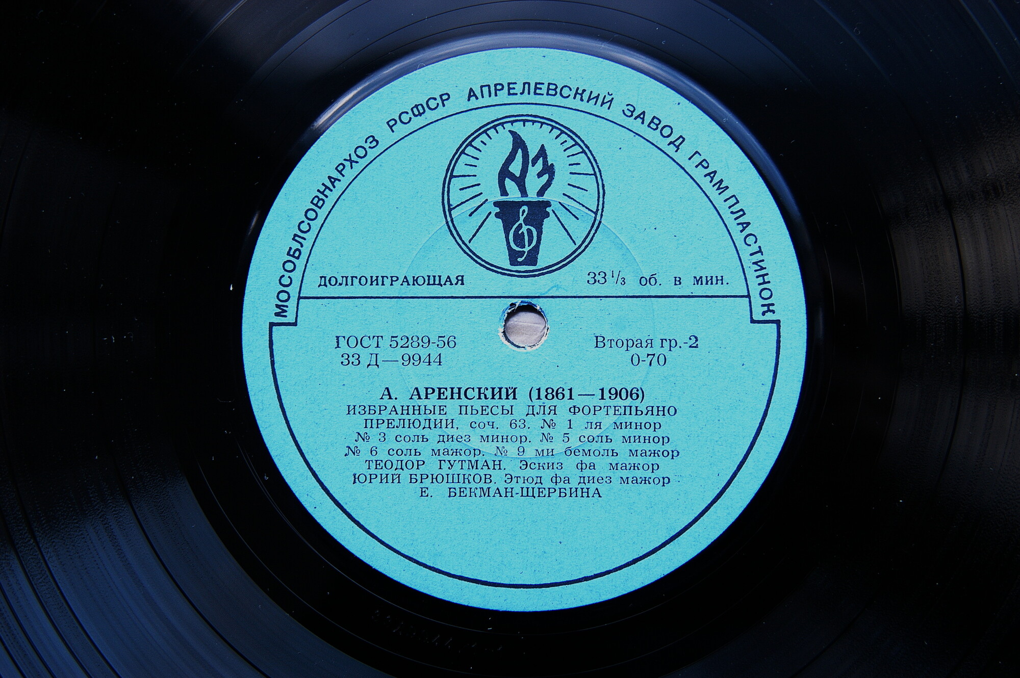 А. Аренский: Избранные пьесы для ф-но. Гольденвейзер.  Гутман.  Брюшков.  Бекман-Щербина
