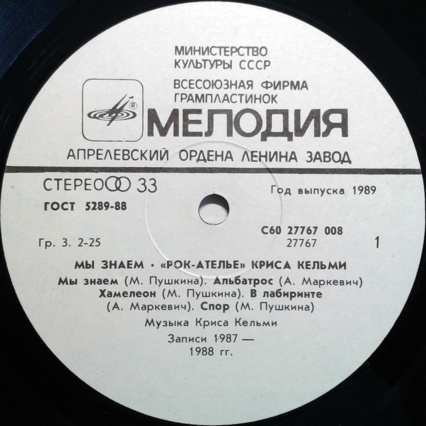 "Рок-Ателье" Криса Кельми. «Мы знаем»