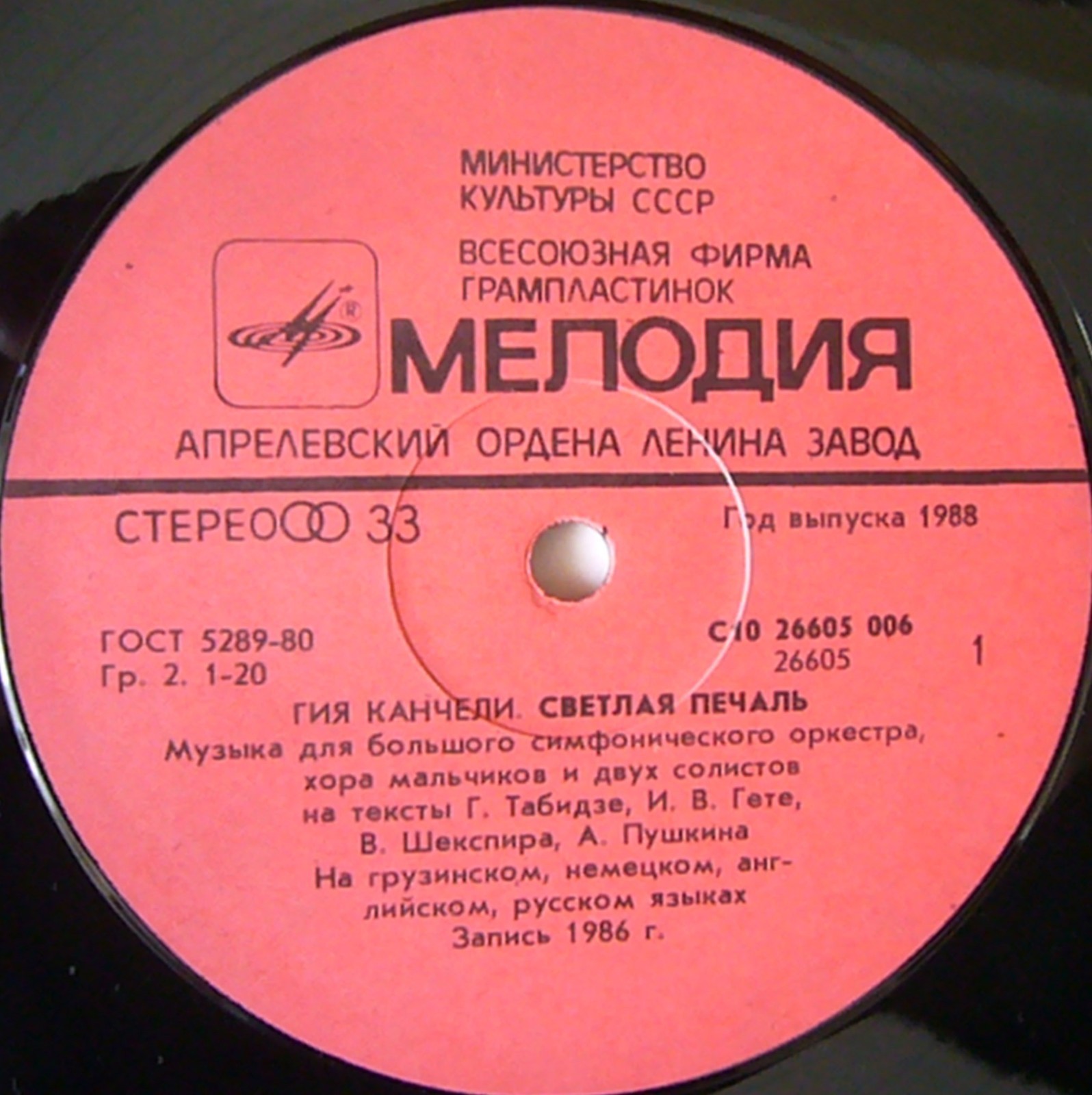Г. КАНЧЕЛИ (1935): «Светлая печаль»