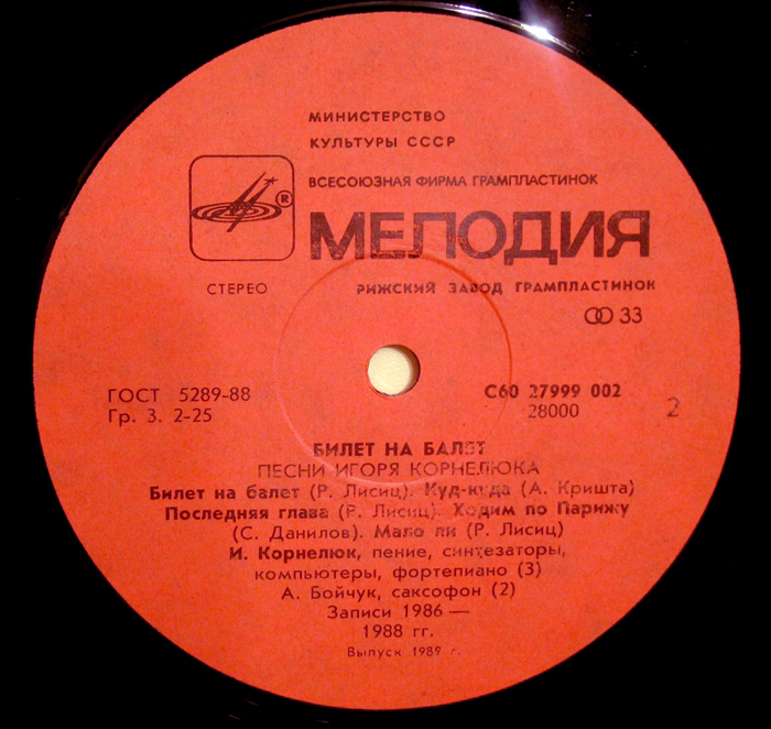 Игорь КОРНЕЛЮК. «Билет на балет»
