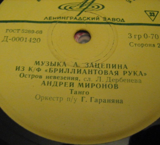 Музыка А. Зацепина из к/ф «Бриллиантовая рука»