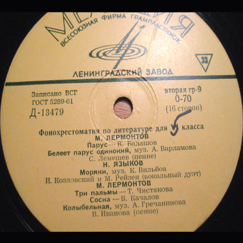 ФОНОХРЕСТОМАТИЯ по литературе для VI класса (5/8)