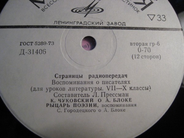 СТРАНИЦЫ РАДИОПЕРЕДАЧ: Воспоминания о писателях (для уроков литературы VII-X классы)