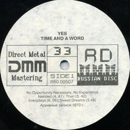 YES "Time And A Word"