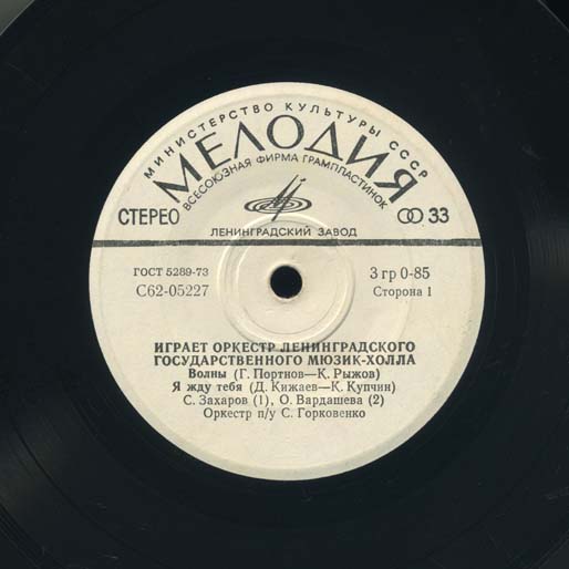 Играет оркестр Ленинградского государственного Мюзик-холла, п/у С.Горковенко