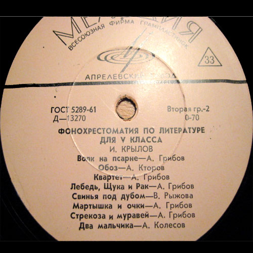 ФОНОХРЕСТОМАТИЯ по литературе для V класса (1/7)