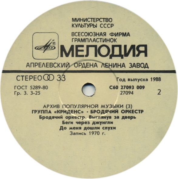 Архив популярной музыки № 3. Группа "Криденс" - Бродячий оркестр