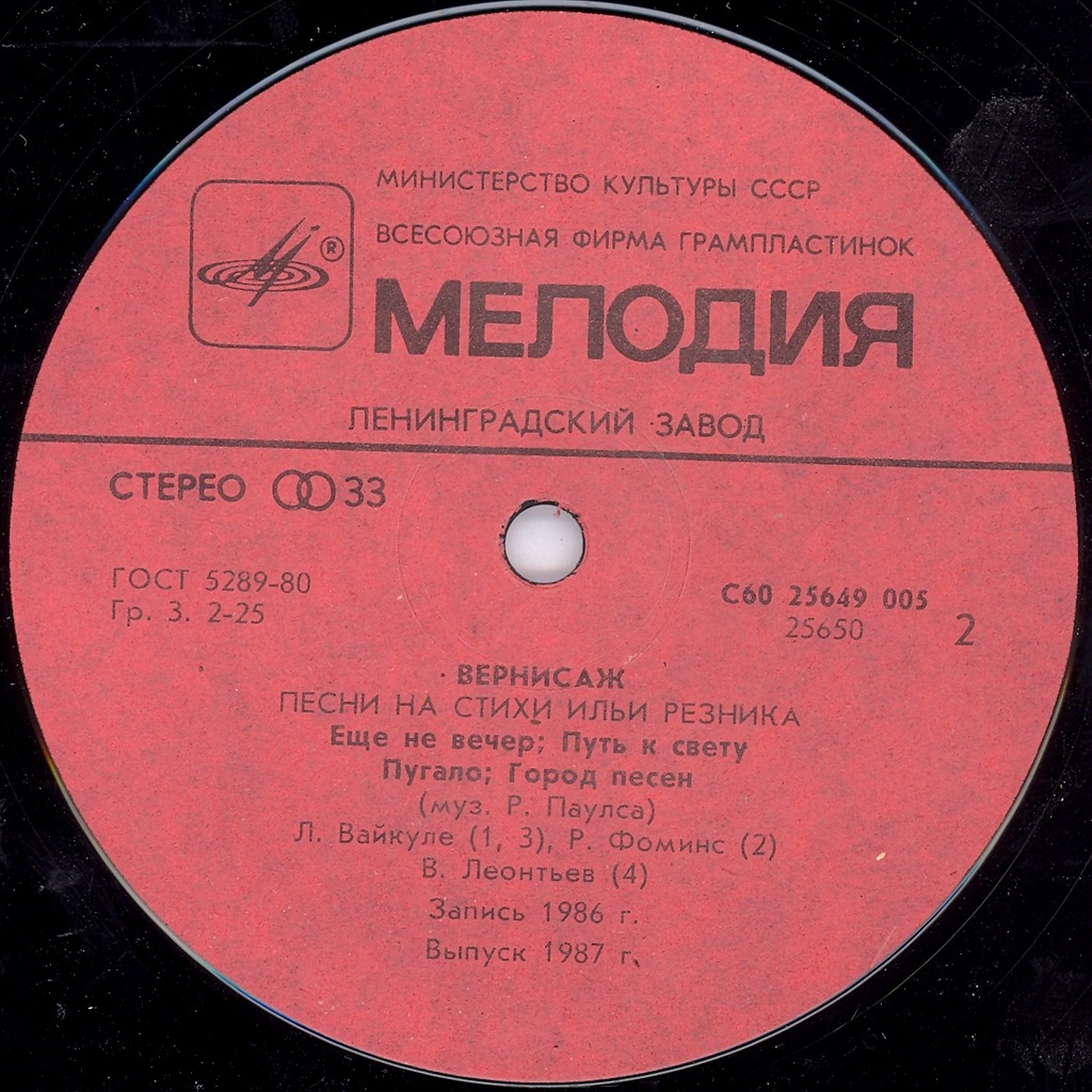 «Вернисаж». Песни на стихи Ильи Резника